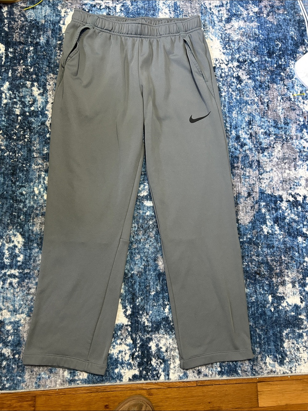 Nike Gray Athletic Track Pants with Black Swoosh